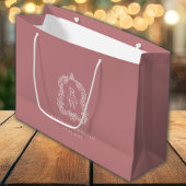 Monogram Crest Dusty Rose Wedding Große Geschenktüte