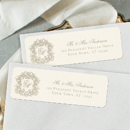 Monogram Crest Ivory Wedding Return Address