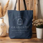 Monogram Crest Navy Blue White Graduation Tasche