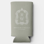 Monogram Crest Sage Green Wedding Selters Dosenkühler (Rückseite)