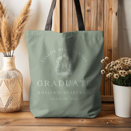 Monogram Crest Sage Green White Graduation Tasche