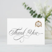 Monogram Crest Thank You Card Dankeskarte (Stehend Vorderseite)