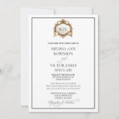 Monogram Crest Wedding Invitation Einladung (Vorderseite)