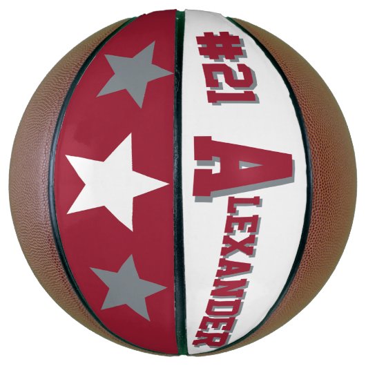 Monogram Crimson Red, White, & Grau Basketball (Vertikal)