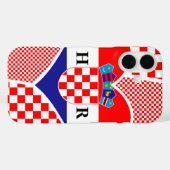 Monogram Croatia Flag Herz Schachbretts Case-Mate iPhone Hülle (Rückseite (Horizontal))