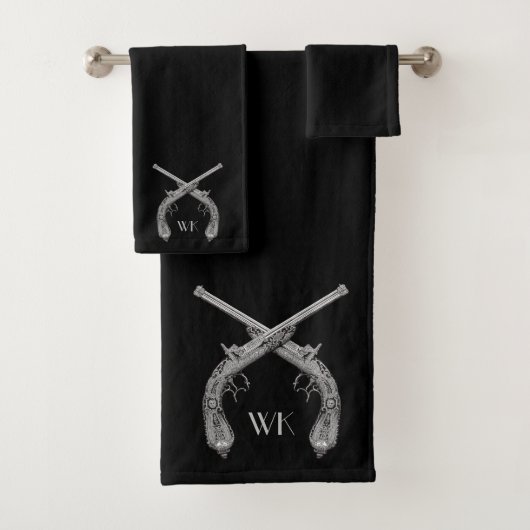Monogram Crossed Pistolen Black Badhandtuch Set (Insitu)