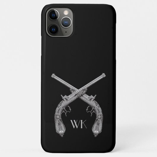 Monogram Crossed Pistolen Black Case-Mate iPhone Hülle (Rückseite)