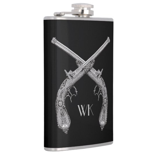 Monogram Crossed Pistolen Black Flachmann (Rechts)