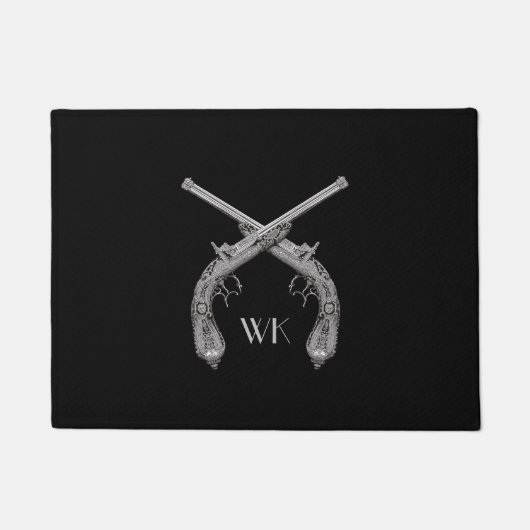 Monogram Crossed Pistolen Black Fußmatte (Vorderseite)