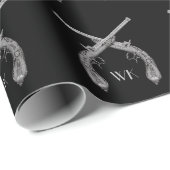 Monogram Crossed Pistolen Black Geschenkpapier (Rolleneckpunkt)