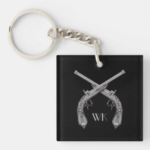 Monogram Crossed Pistolen Black Schlüsselanhänger