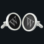 Monogram Cufflinks Manschettenknöpfe<br><div class="desc">Silber überzogene Schellen in einer soliden Farbe schwarz mit weißer Monogramm-Initialfarbe. Passen Sie dieses Element an und ändern Sie die ursprüngliche Einstellung auf Ihre oder ändern Sie die Farben.</div>