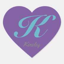 Monogram Cursive Letter K Blue Lila Kalligraphie