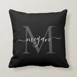 Monogram Cushion - Add your Name - Black/White Kissen