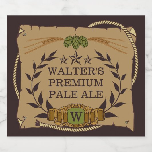 Monogram Custom Beer Labels Bierflaschenetikett (Einzelnes Label)