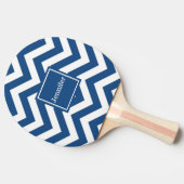 Monogram Custom Blue Zickzack Ping Pong Paddel Tischtennis Schläger (Seitenansicht)