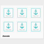 Monogram Custom Border and Anchor Color Nautical Quadratischer Aufkleber (Blatt)