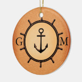 Monogram Custom Brass Nautical Wheel and Anchor Keramikornament (Links)
