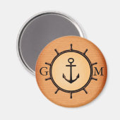 Monogram Custom Brass Nautical Wheel and Anchor Magnet (Vorderseite/Rückseite)