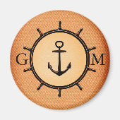 Monogram Custom Brass Nautical Wheel and Anchor Magnet (Vorne)