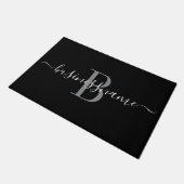Monogram Custom Business Logo Schwarz und Weiß Fußmatte (Schrägansicht)