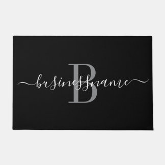 Monogram Custom Business Logo Schwarz und Weiß Fußmatte