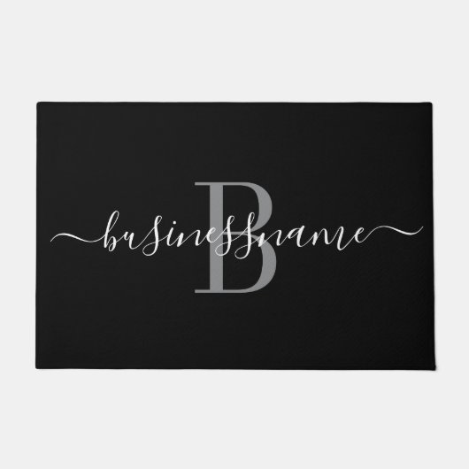 Monogram Custom Business Logo Schwarz und Weiß Fußmatte (Vorderseite)