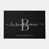 Monogram Custom Business Logo Schwarz und Weiß Fußmatte (Vorderseite)