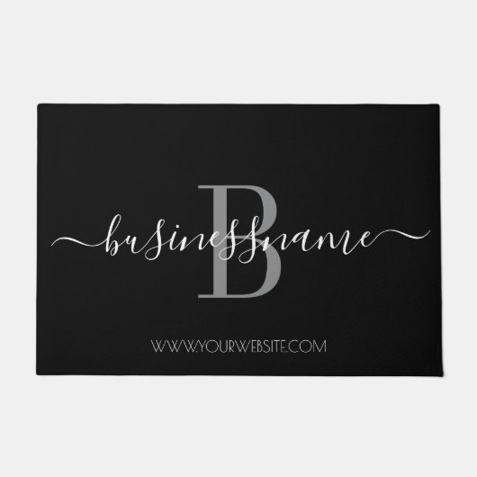Monogram Custom Business Logo Schwarz und Weiß Fußmatte (Vorderseite)