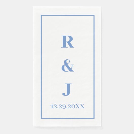 Monogram Custom Couple Name Cornflower Blue Serviette (Vorderseite)