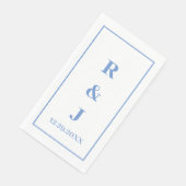 Monogram Custom Couple Name Cornflower Blue Serviette (Ecke)
