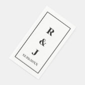 Monogram Custom Couple Name Schwarz-weiß Elegant Serviette (Ecke)