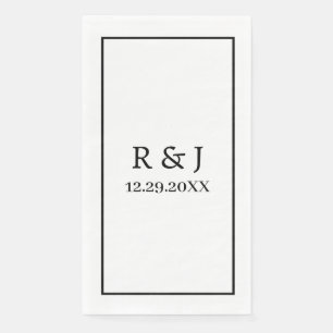 Monogram Custom Couple Name Wedding Schwarz-weiß Serviette