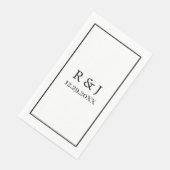 Monogram Custom Couple Name Wedding Schwarz-weiß Serviette (Ecke)