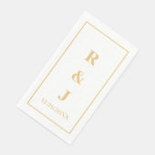 Monogram Custom Coupname Golden Yellow White Serviette (Ecke)
