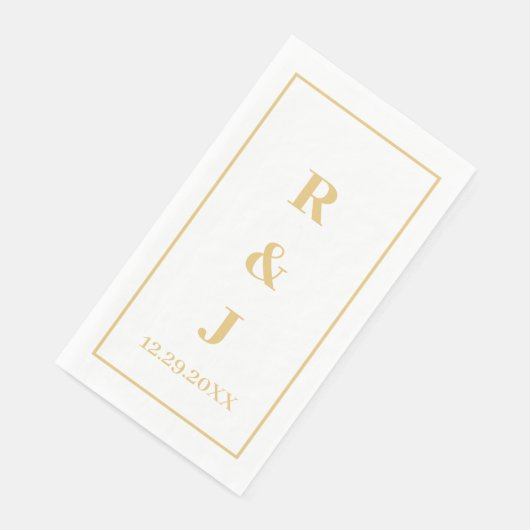 Monogram Custom Coupname Golden Yellow White Serviette (Ecke)