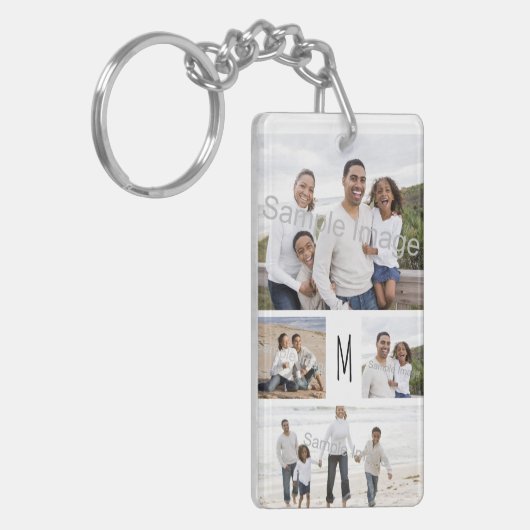 Monogram Custom Family Foto Collage Letter Schlüsselanhänger (Vorderseite links)