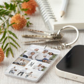 Monogram Custom Family Foto Collage Letter Schlüsselanhänger (Vorderseite rechts)