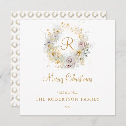 Monogram Custom Family Name Christmas Card (Vorne/Hinten)