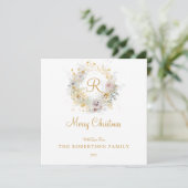 Monogram Custom Family Name Christmas Card (Stehend Vorderseite)