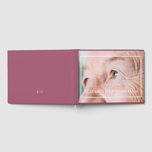 Monogram Custom Foto Double White Frame Memorandum Gästebuch (Voll)