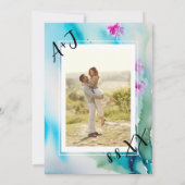 Monogram Custom Foto QR Code Blue Pink Meadow Einladung (Rückseite)