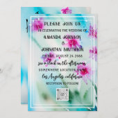 Monogram Custom Foto QR Code Blue Pink Meadow Einladung (Vorne/Hinten)