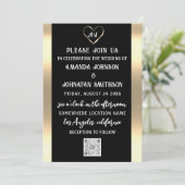 Monogram Custom Foto QR Code Gold Black Einladung (Stehend Vorderseite)