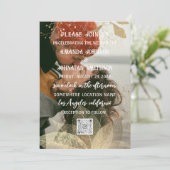 Monogram Custom Foto QR Code Golden Liner Einladung (Stehend Vorderseite)