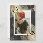 Monogram Custom Foto QR Code Golden Liner Einladung (Rückseite)