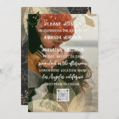 Monogram Custom Foto QR Code Golden Liner Einladung (Vorne/Hinten)