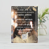 Monogram Custom Foto QR Code Schwarz-weiß floral Einladung (Stehend Vorderseite)