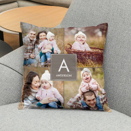 Monogram Custom Foto Throw Pillow Square Kissen