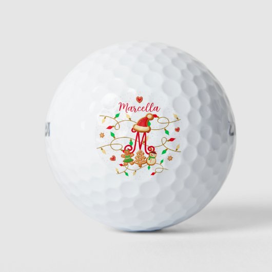 Monogram Custom Gingerbrett Red Golfball (Vorderseite)